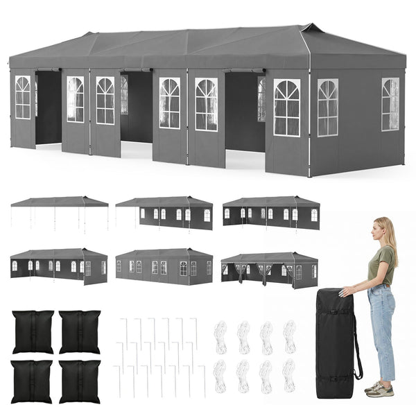 Pop Up Canopy Tent 10x30 FT with 8 Sidewalls