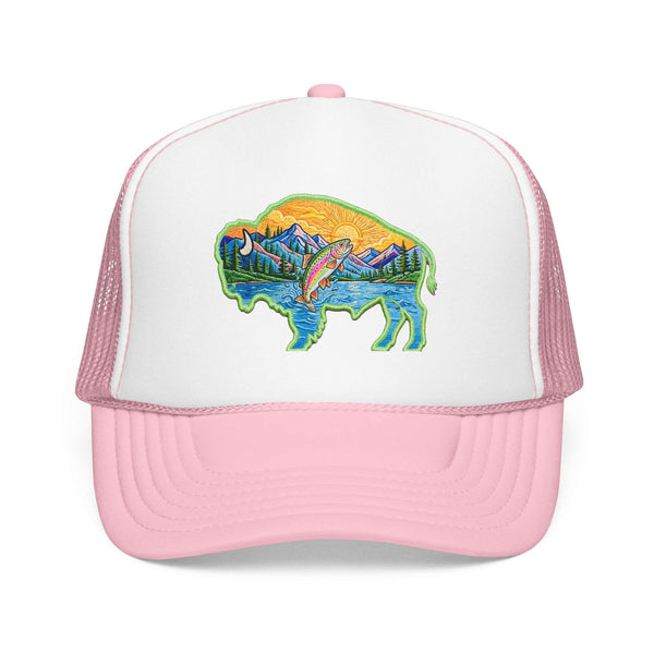 Sunset Buffalo Mountain Patch Foam Trucker Hat | Clear Water Trading Co.