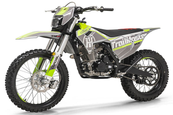 TrailMaster MX250 Dirt Bike, 5-Speed Manual, Electric Start, Dual Disc Brakes, (21/18) Wheels