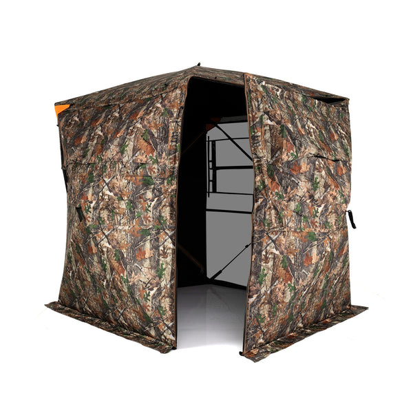 3-4 Person Hunting Blind 270° See-Through Pop-up Ground Blind with Full-Open Swing Door