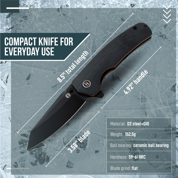 The Clip Point Folding Pocket Knife Giftset for Men and Women (Black and Orange)