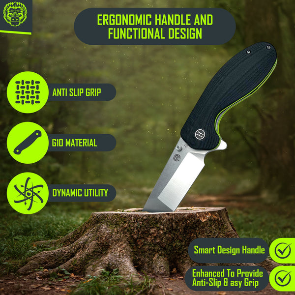 The Pioneer Folding Pocket Knife Giftset for Men and Women (Silver and Green)