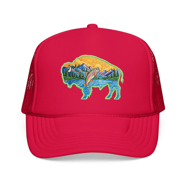 Sunset Buffalo Mountain Patch Foam Trucker Hat | Clear Water Trading Co.