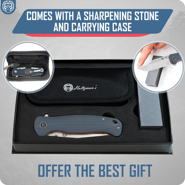 The Wrangler Folding Pocket Knife Giftset for Men and Women (Silver and Red)