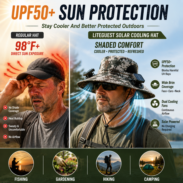 LITEGUEST Solar Fan Cooling Hat | Solar Powered UPF50+ Outdoor Cooling