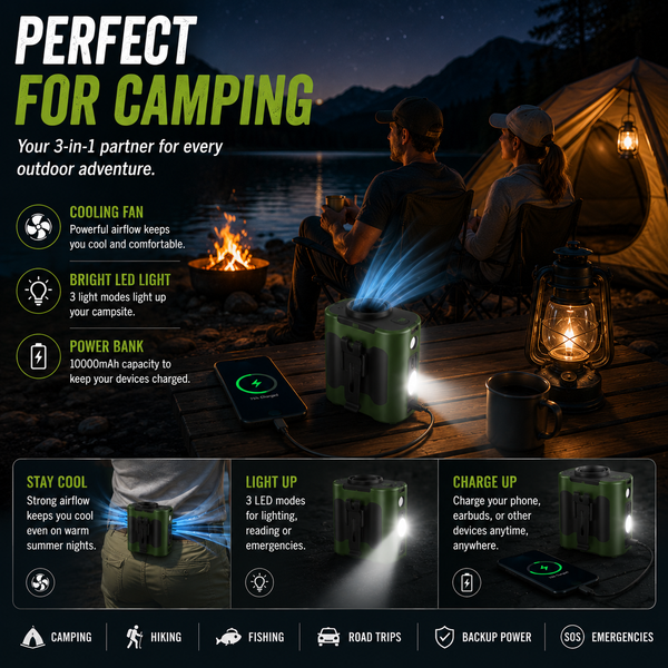 LITEGUEST Tactical Waist Clip Fan | 10,000mAh Portable Cooling Fan