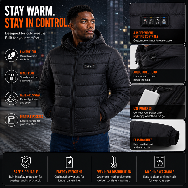 LITEGUEST 27-Zone Heated Down Jacket | 4 Independent Controls