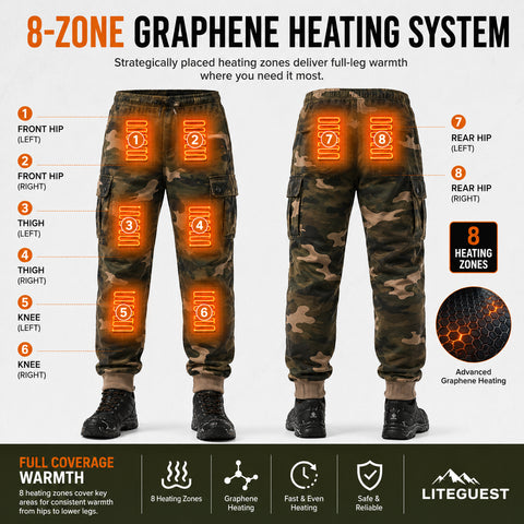 LITEGUEST 8-Zone Heated Hunting Cargo Pants | 3-Zone Heat Control