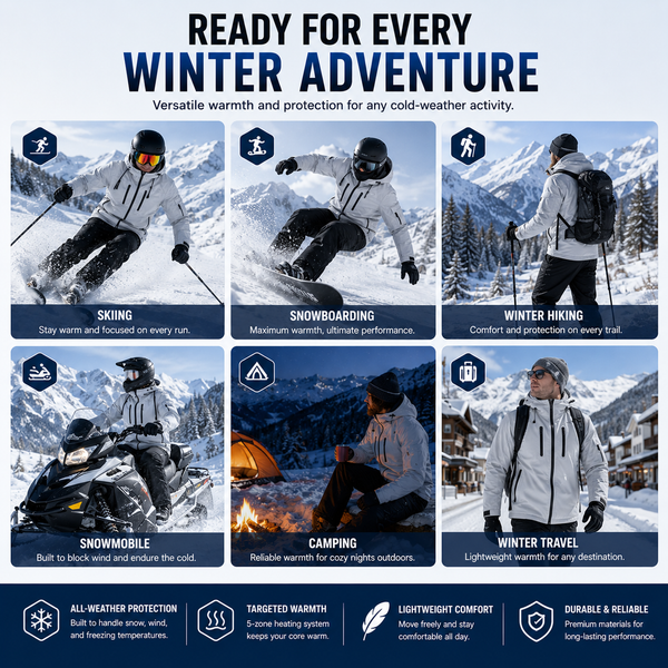 LITEGUEST 5-Zone Waterproof Heated Ski Jacket | USB Winter Coat