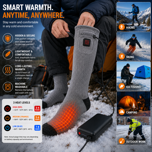 LITEGUEST USB Heated Mid-Calf Socks | Foot Sole Heating