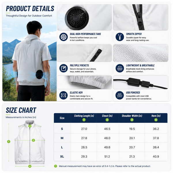 LITEGUEST UPF50+ Cooling Fan Vest | Outdoor Sun Protection Gear