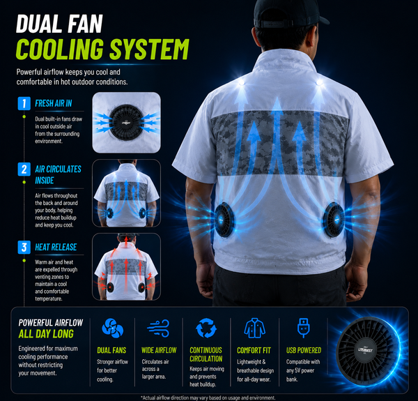 LITEGUEST LED Cooling Fan Jacket | Night Visibility & Active Cooling