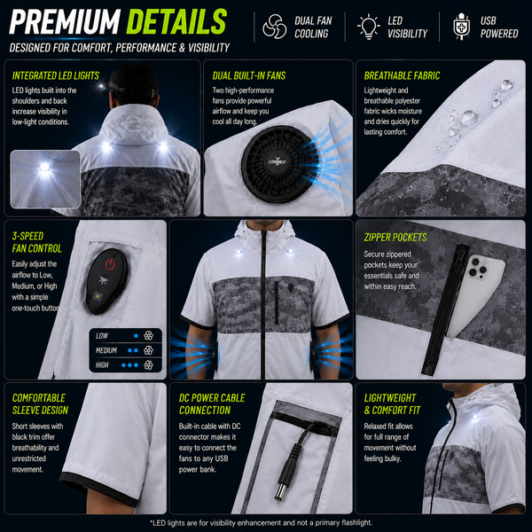 LITEGUEST LED Cooling Fan Jacket | Night Visibility & Active Cooling