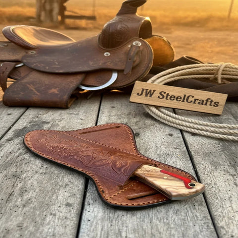 Rancher's Dualwood Cowboy Knife 7" Handmade Pakka and Olive Wood Handle
