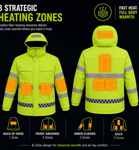 LITEGUEST 8-Zone Heated Reflective Jacket | Outdoor Utility Coat