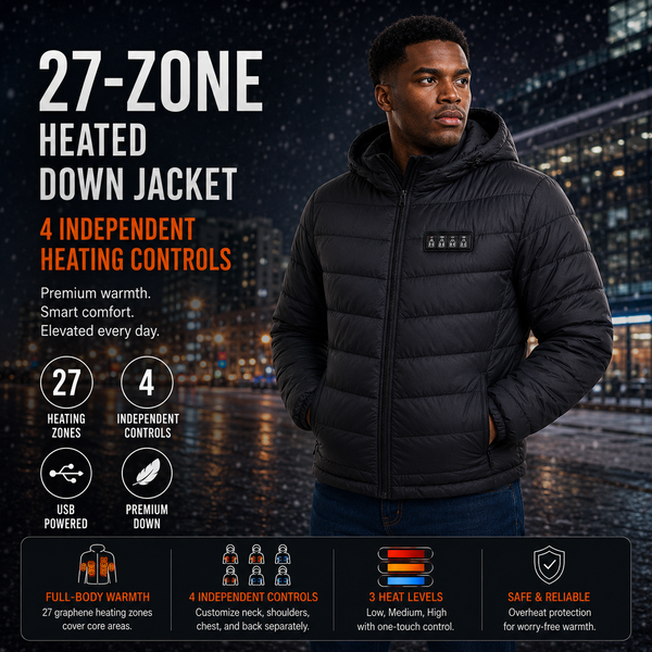 LITEGUEST 27-Zone Heated Down Jacket | 4 Independent Controls