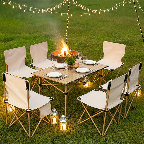 Portable Folding Camping Table for 4-6 People Adjustable Height Picnic BBQ Table