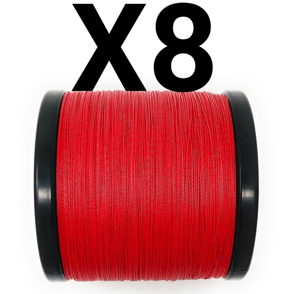 Reaction Tackle X8 Braided Fishing Line - NO FADE Red 8 Strand