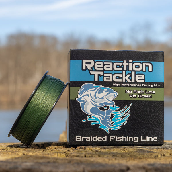 Reaction Tackle Braided Fishing Line - NO FADE Low-Vis Green