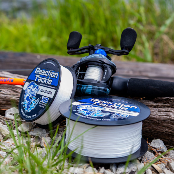 Reaction Tackle X8 Braided Fishing Line - NO FADE White 8 Strand