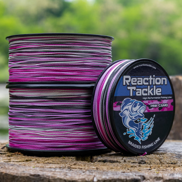 Reaction Tackle Braided Fishing Line - Pink Camo