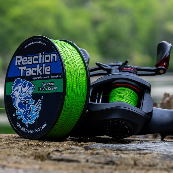 Reaction Tackle Braided Fishing Line - NO FADE Hi Vis Green