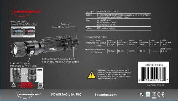 E9 GEN5 Long Throw- 3,000 Lumen 388 Meter Tactical EDC Flashlight