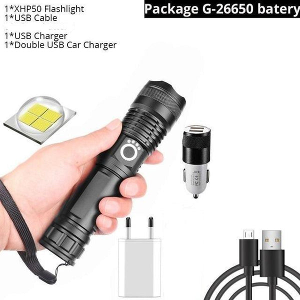 Adjustable Rechargeable Powerful Zoomable LED USB Flashlights High Lumens Powerful Tactical Waterproof Super Bright Flashlights Best For Camping Outdoor Hiking Running Riding