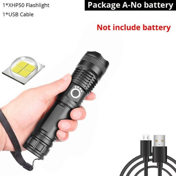 Adjustable Rechargeable Powerful Zoomable LED USB Flashlights High Lumens Powerful Tactical Waterproof Super Bright Flashlights Best For Camping Outdoor Hiking Running Riding