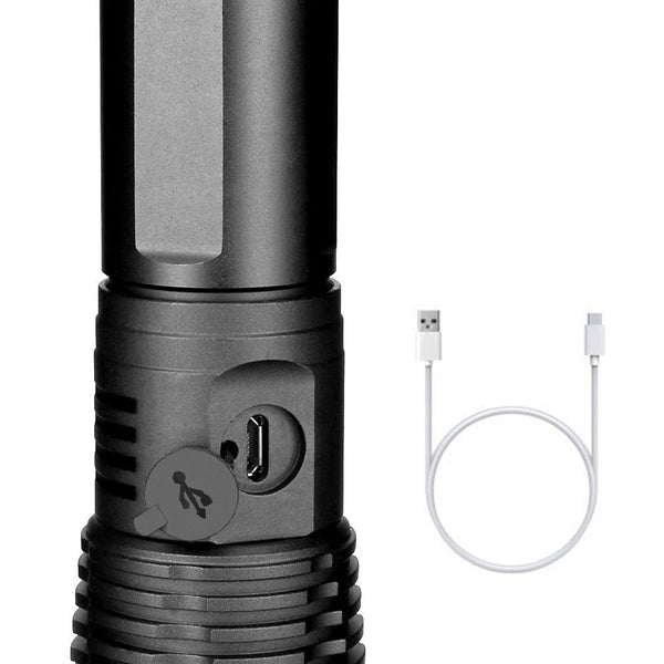 Adjustable Rechargeable Powerful Zoomable LED USB Flashlights High Lumens Powerful Tactical Waterproof Super Bright Flashlights Best For Camping Outdoor Hiking Running Riding