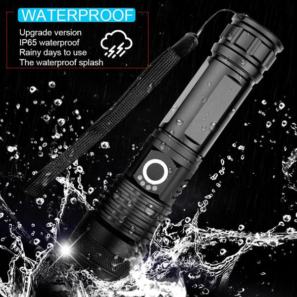 Adjustable Rechargeable Tactical Flashlight USB LED Super Bright Zoomable IPX65 Waterproof Portable Torchlight Flash Lamp USB Charging For Hiking Camping Running Fishing