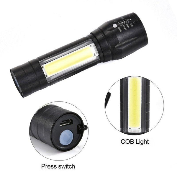 Flashlights Rechargeable USB Portable Super Bright Waterproof Zoomable Portable LED Focus Flashlight Mini Torch Tactical Flash Light Torch Light Camping Hiking