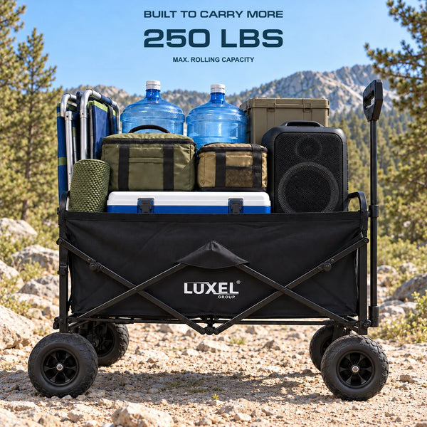Electric Folding Wagon 500W – Motorized Utility Cart with All-Terrain Wheels Black