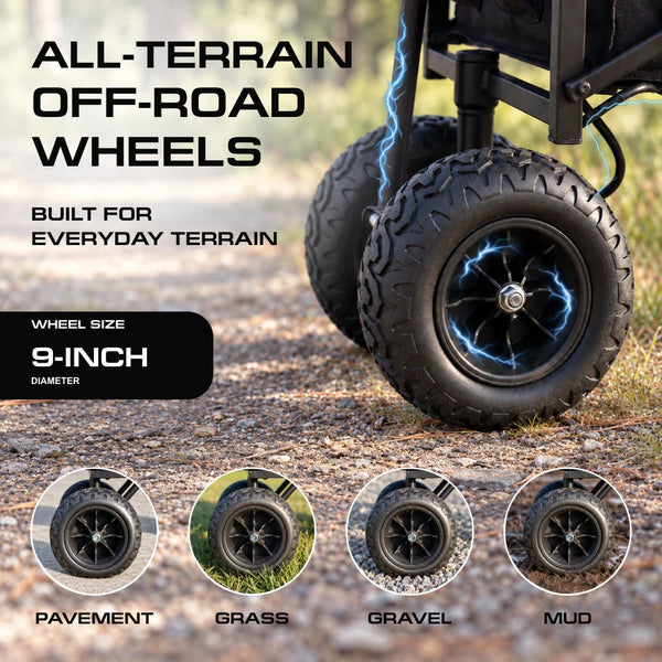 Electric Folding Wagon 500W – Motorized Utility Cart with All-Terrain Wheels Black
