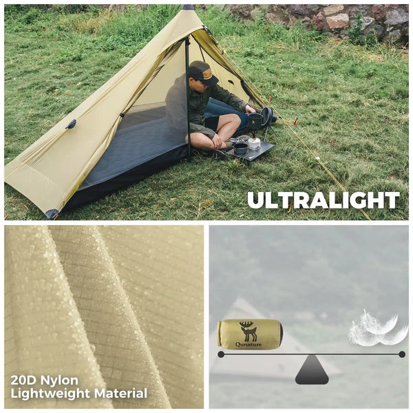 Ultralight 1-Person Poleless Tent Rainproof Easy Setup