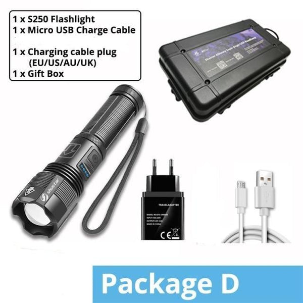 Rechargeable Adjustable Led Flashlights With High Lumen With Battery Display Super Bright Waterproof Flashlight 5 Lighting Modes For Adventure Hiking Camping Hunting New Design