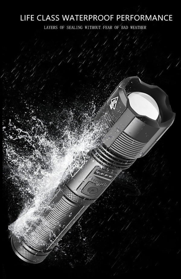 Rechargeable Adjustable Led Flashlights With High Lumen With Battery Display Super Bright Waterproof Flashlight 5 Lighting Modes For Adventure Hiking Camping Hunting New Design