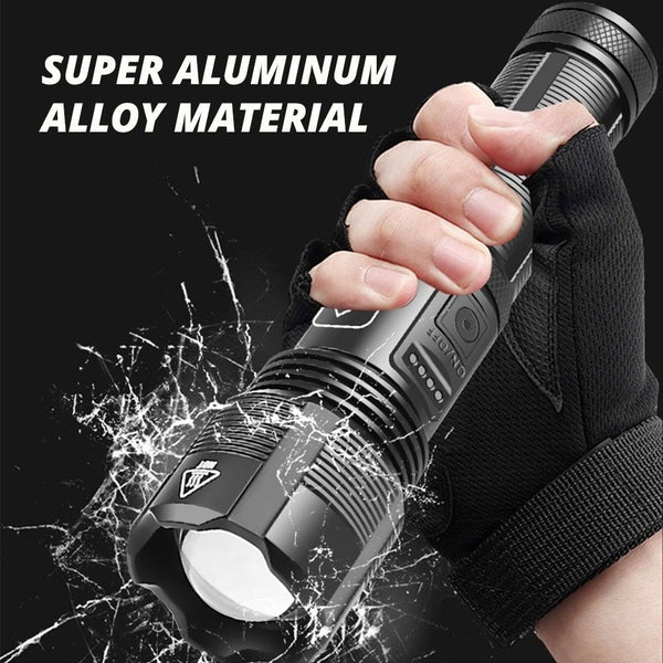 Rechargeable Adjustable Led Flashlights With High Lumen With Battery Display Super Bright Waterproof Flashlight 5 Lighting Modes For Adventure Hiking Camping Hunting New Design