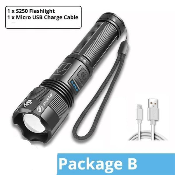 Rechargeable Adjustable Led Flashlights With High Lumen With Battery Display Super Bright Waterproof Flashlight 5 Lighting Modes For Adventure Hiking Camping Hunting New Design
