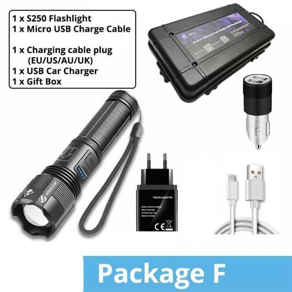 Rechargeable Adjustable Led Flashlights With High Lumen With Battery Display Super Bright Waterproof Flashlight 5 Lighting Modes For Adventure Hiking Camping Hunting New Design