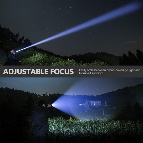 Rechargeable LED Flashlight High Lumen USB Ultra Bright Adjustable Powerful Zoomable Flashlight Water Resistant For Daily Household and Outdoor Camping Hiking Riding Running