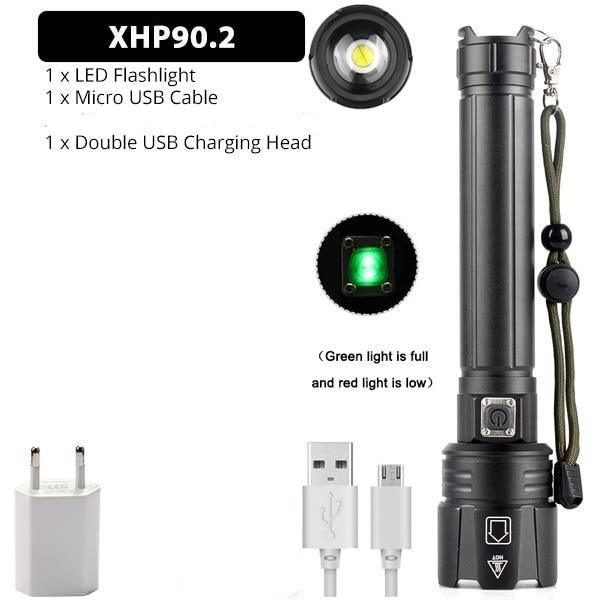 Rechargeable LED Flashlight High Lumen USB Ultra Bright Adjustable Powerful Zoomable Flashlight Water Resistant For Daily Household and Outdoor Camping Hiking Riding Running