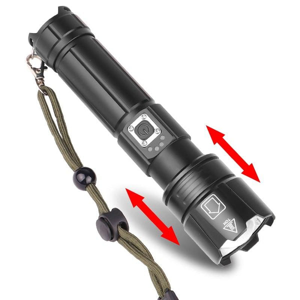 Rechargeable LED Flashlight High Lumen USB Ultra Bright Adjustable Powerful Zoomable Flashlight Water Resistant For Daily Household and Outdoor Camping Hiking Riding Running