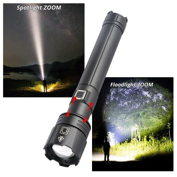 Rechargeable LED Flashlight High Lumen USB Ultra Bright Adjustable Powerful Zoomable Flashlight Water Resistant For Daily Household and Outdoor Camping Hiking Riding Running