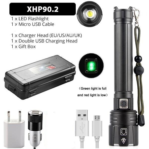 Rechargeable LED Flashlight High Lumen USB Ultra Bright Adjustable Powerful Zoomable Flashlight Water Resistant For Daily Household and Outdoor Camping Hiking Riding Running