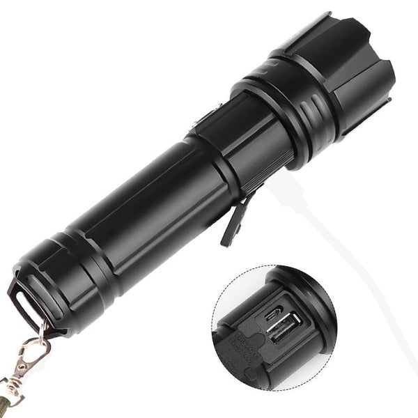 Rechargeable LED Flashlight High Lumen USB Ultra Bright Adjustable Powerful Zoomable Flashlight Water Resistant For Daily Household and Outdoor Camping Hiking Riding Running