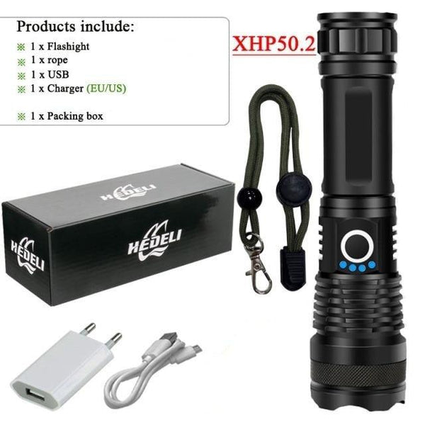 Rechargeable LED Flashlights High Lumens Waterproof Zoomable Super Bright Tactical Flashlight Powerful USB LED CREE Flashlight Hand Lamp For Hiking Camping Household Outdoor Sport