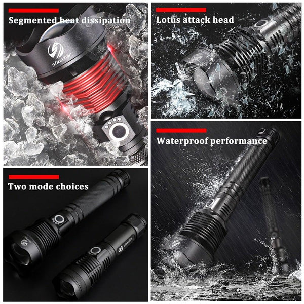 Rechargeable LED Flashlights Waterproof Hnadheld Super Bright High Lumens Zoomable Powerful Lamp Bead Flashlight Torch For Outdoor & Indoor Camping Running Fishing Hiking Lamp