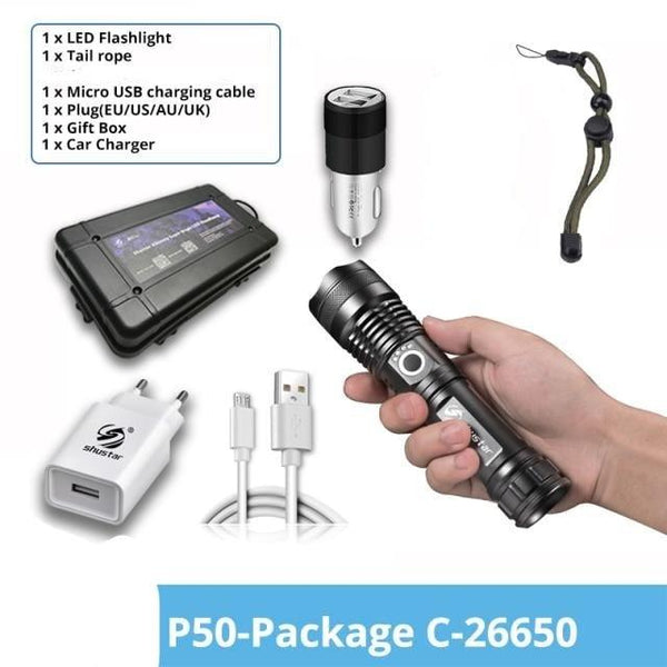 Rechargeable LED Flashlights Waterproof Hnadheld Super Bright High Lumens Zoomable Powerful Lamp Bead Flashlight Torch For Outdoor & Indoor Camping Running Fishing Hiking Lamp