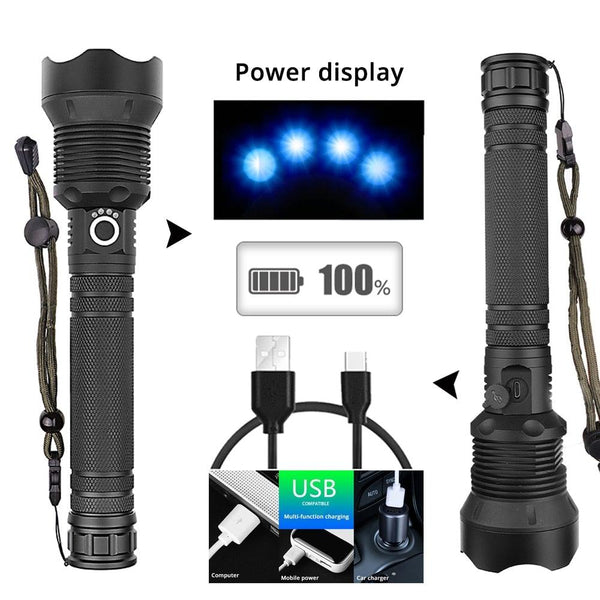 Rechargeable LED Flashlights Waterproof Hnadheld Super Bright High Lumens Zoomable Powerful Lamp Bead Flashlight Torch For Outdoor & Indoor Camping Running Fishing Hiking Lamp